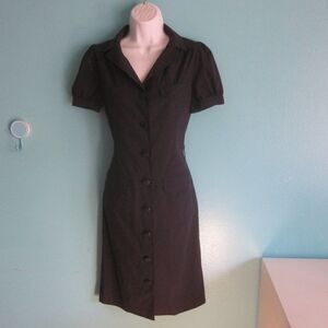 ICB Womens Button Up Shirt Dress Dark Navy Bodycon Size 6 36-32-37